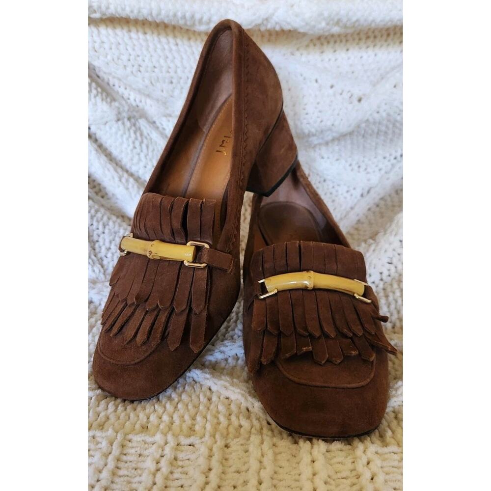 J McLaughlin Shoes Suede PENNY Loafer Pumps Size 6.5 Block Heel